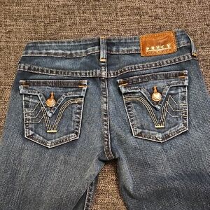 PRVCY Blue Flare & Low Rise Jeans with Stylish Stitching